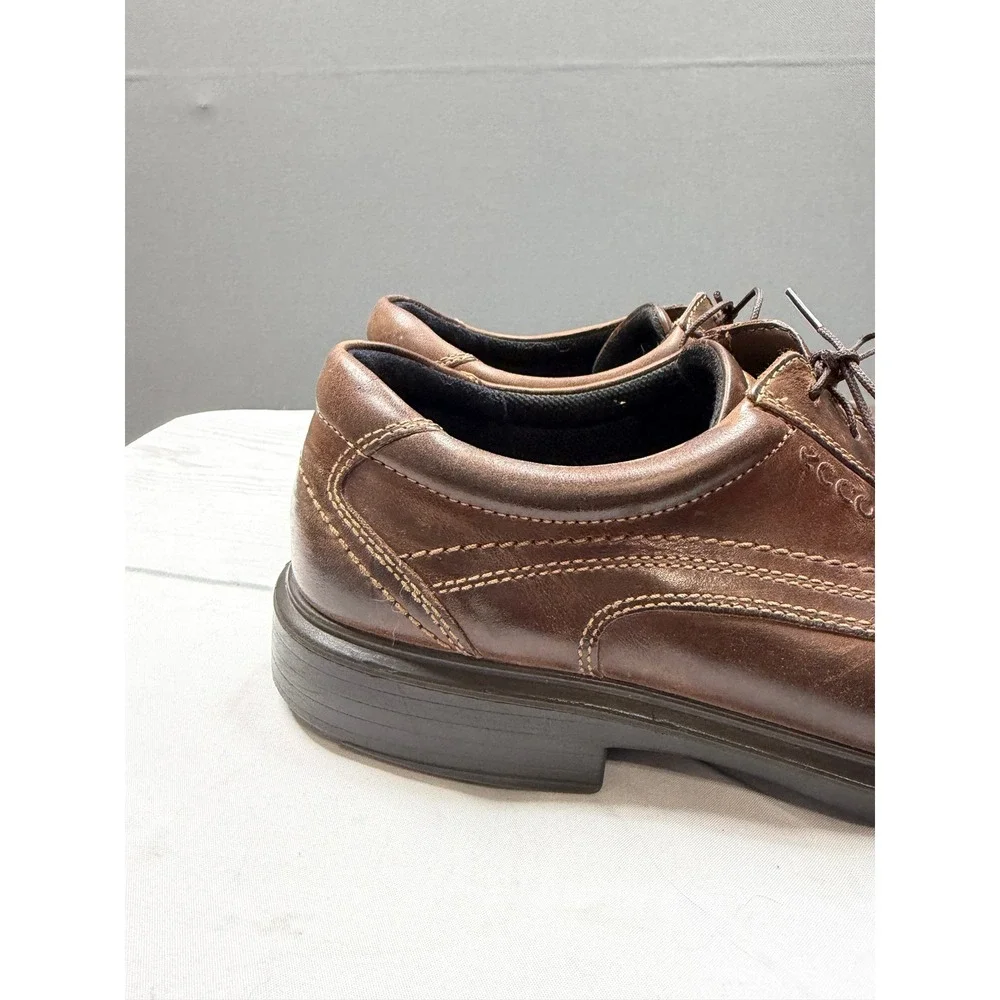 Ecco‎ Derby Shoes Mens Brown Leather Lace Up Square Toe Oxfords Size 44